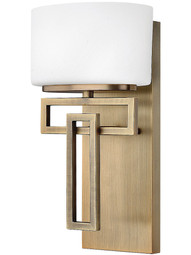 Lanza Single Sconce With Etched Opal Glass Shade In Brushed Bronze.
